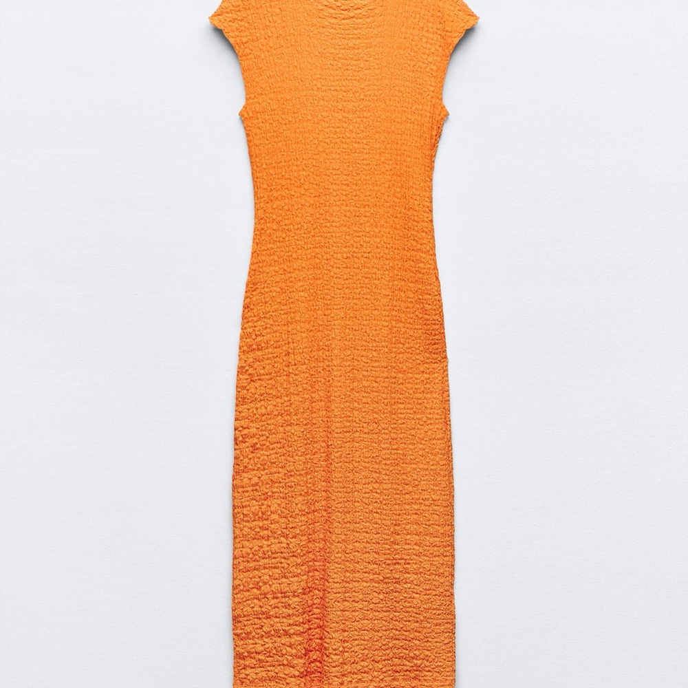 Elegant Orange Textured Dress
